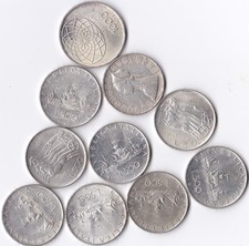 Italia 10 monete da 500 Lire